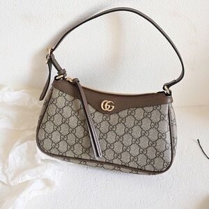 Gucci Beige and Brown GG Shoulder Bag